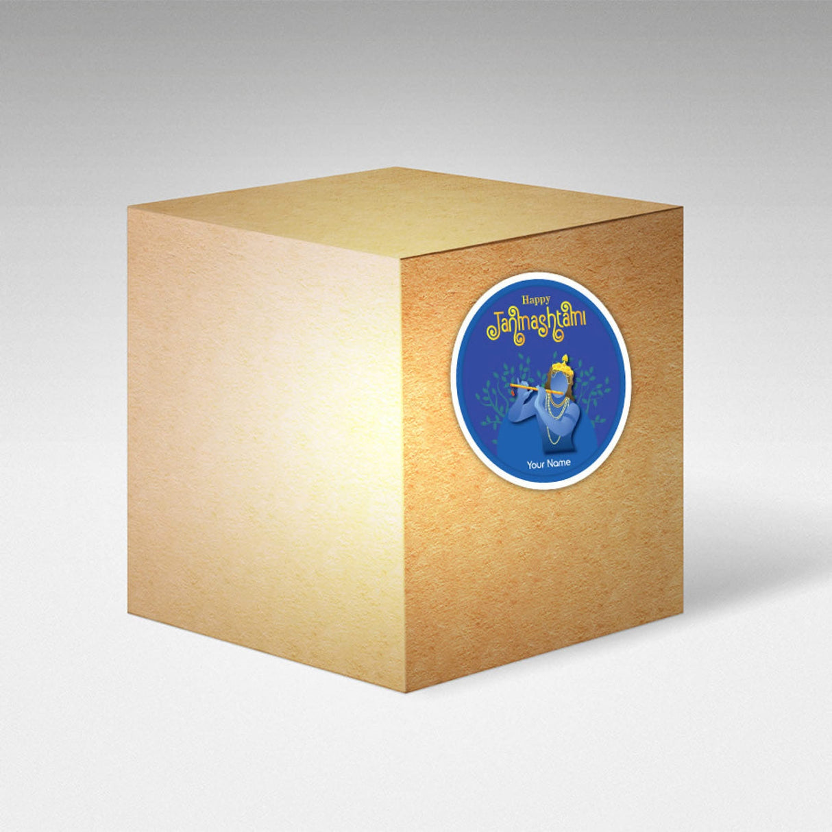 12 Pcs Happy Janmashtami Personalized Custom Name Stickers Labels Customized Stickers for Krishna Janmashtami Celebration Laddu Gopal Pooja Gift Boxes Decor Item (2.5 Inches Round) - LoveNspire