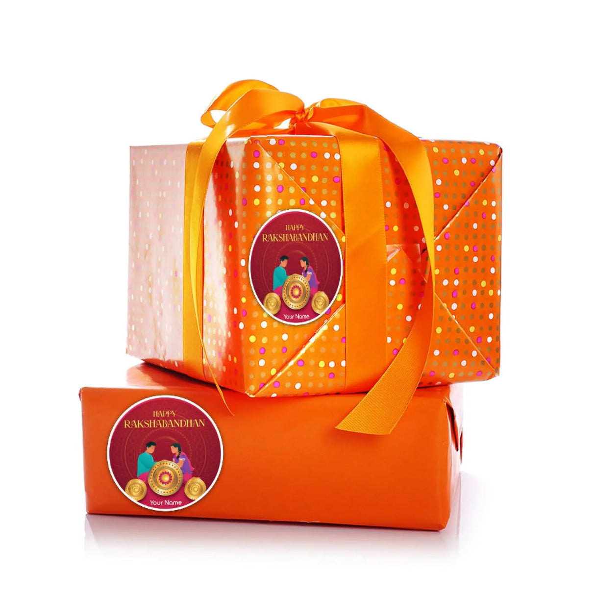 12 Pcs Personalized Custom Name Stickers Labels for Raksha Bandhan Bhai Dooj Customized Stickers for Rakhi Gift Boxes Hindu Festival Siblings Day (2.5 x 2.5 Inches Round) - LoveNspire