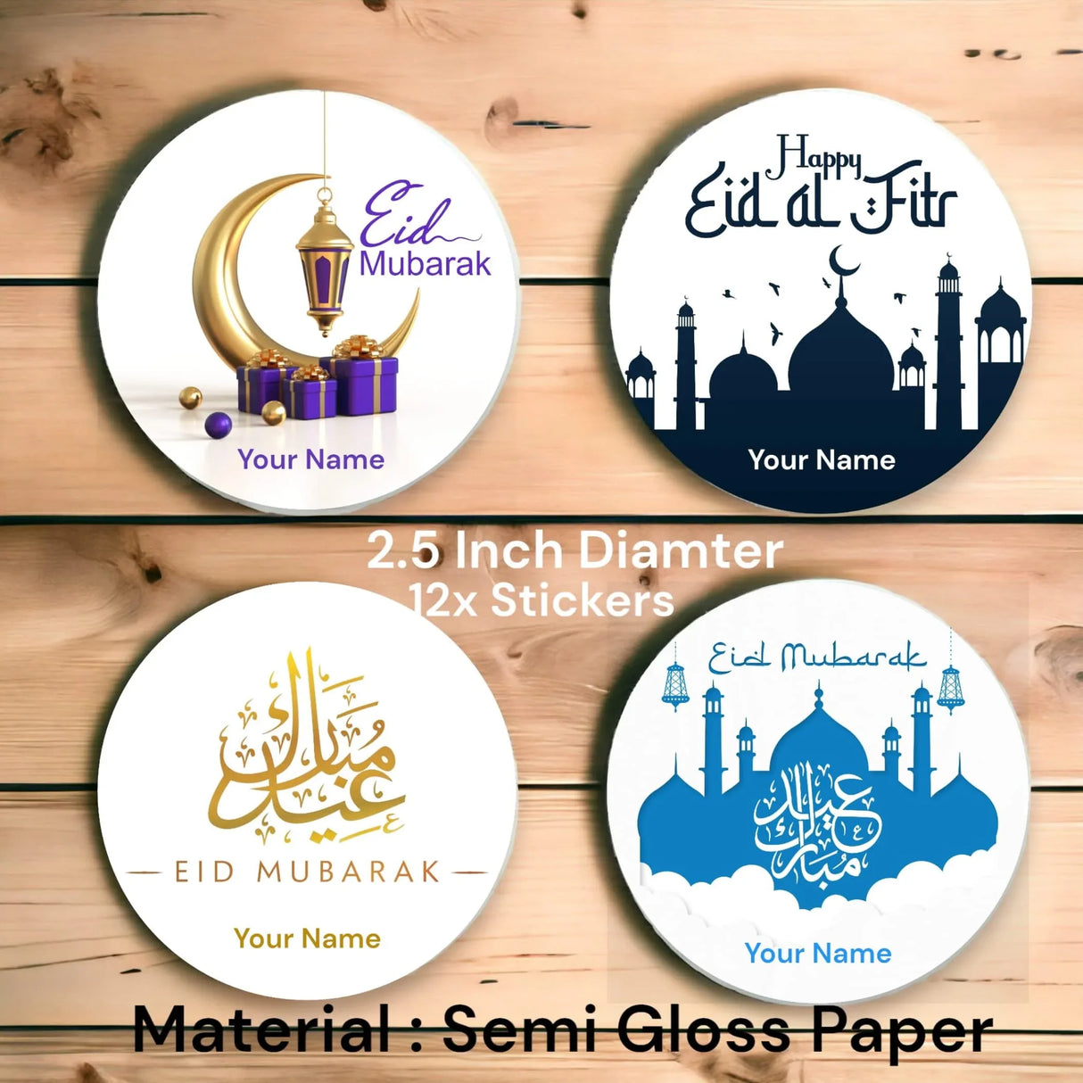 12x Personalized Eid Gift Sticker, Eid Mubarak Stickers, Eid Gift Ideas, Eid Party Decoration, Eid Tags, Eid Stickers. Eid Goodie Bag - LoveNspire