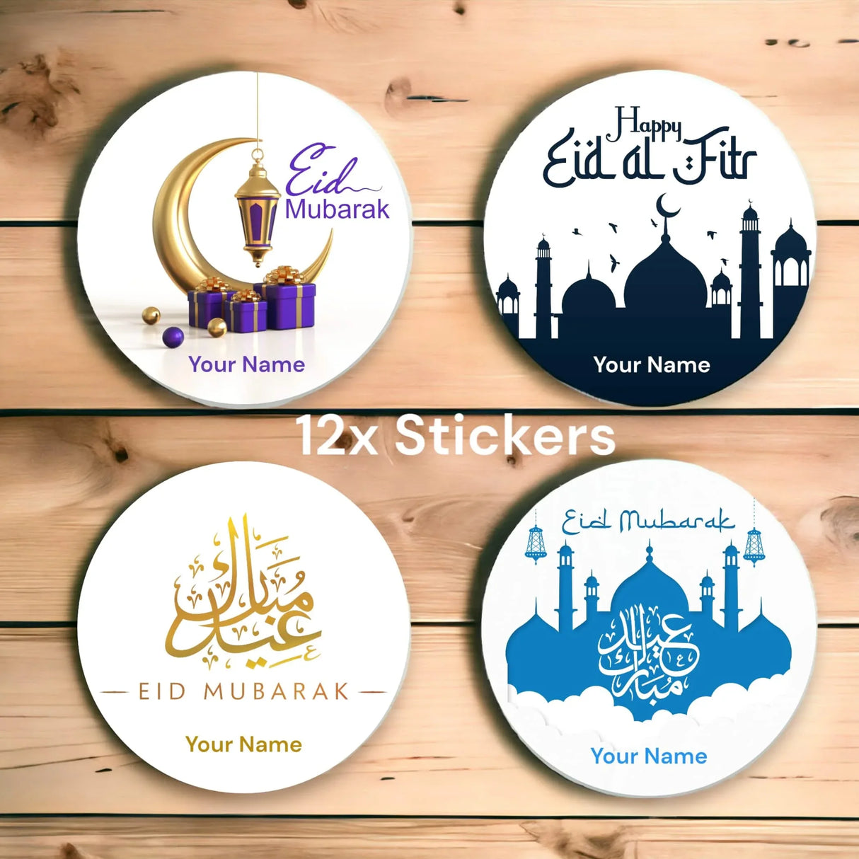 12x Personalized Eid Gift Sticker, Eid Mubarak Stickers, Eid Gift Ideas, Eid Party Decoration, Eid Tags, Eid Stickers. Eid Goodie Bag - LoveNspire