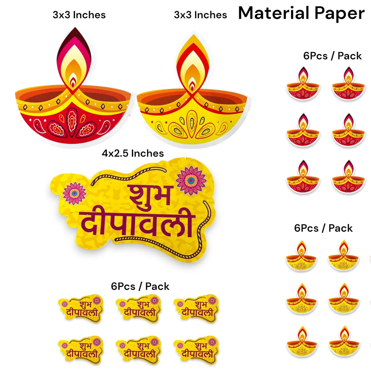 16pcs Diy Diwali Wall Decor, Diwali Paper Cutouts, Diwali Wall Decoration, Diwali Home Decor, Diwali Backdrop, Diwali Diya, Shubh Diwali - LoveNspire
