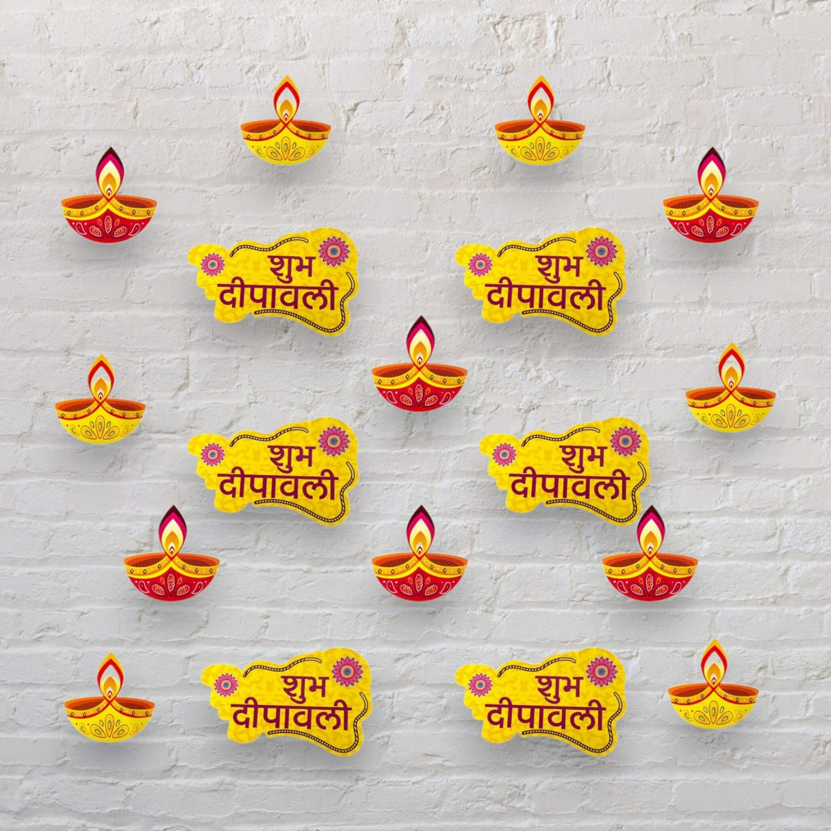 16pcs Diy Diwali Wall Decor, Diwali Paper Cutouts, Diwali Wall Decoration, Diwali Home Decor, Diwali Backdrop, Diwali Diya, Shubh Diwali - LoveNspire