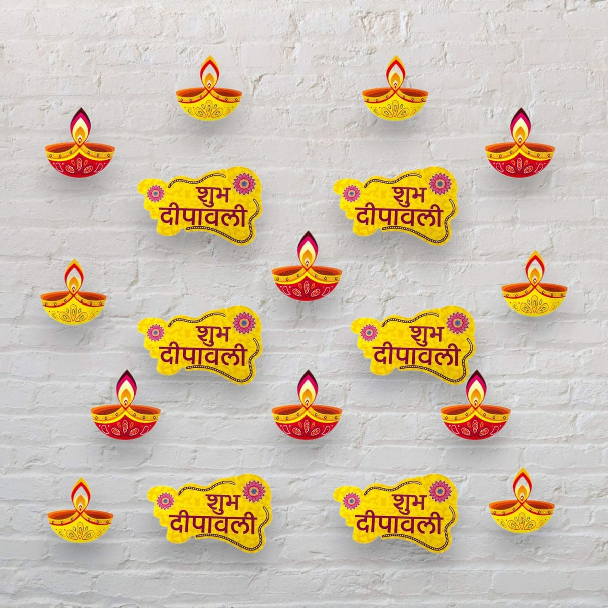16pcs Diy Diwali Wall Decor, Diwali Paper Cutouts, Diwali Wall Decoration, Diwali Home Decor, Diwali Backdrop, Diwali Diya, Shubh Diwali - LoveNspire