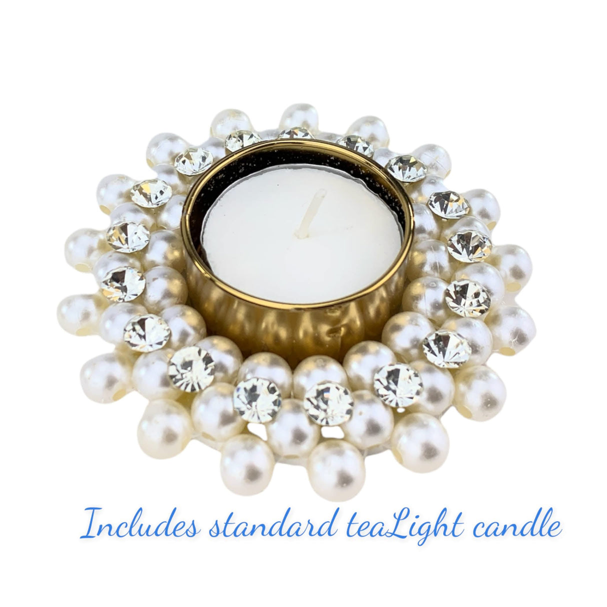 Pearl T-light Holder, Tealight Candle Holder Festival of Light Decorative for Diwali Christmas Thanksgiving Housewarming Gift Moti Candle Stand for Centerpiece Dining Table Home Decor - LoveNspire