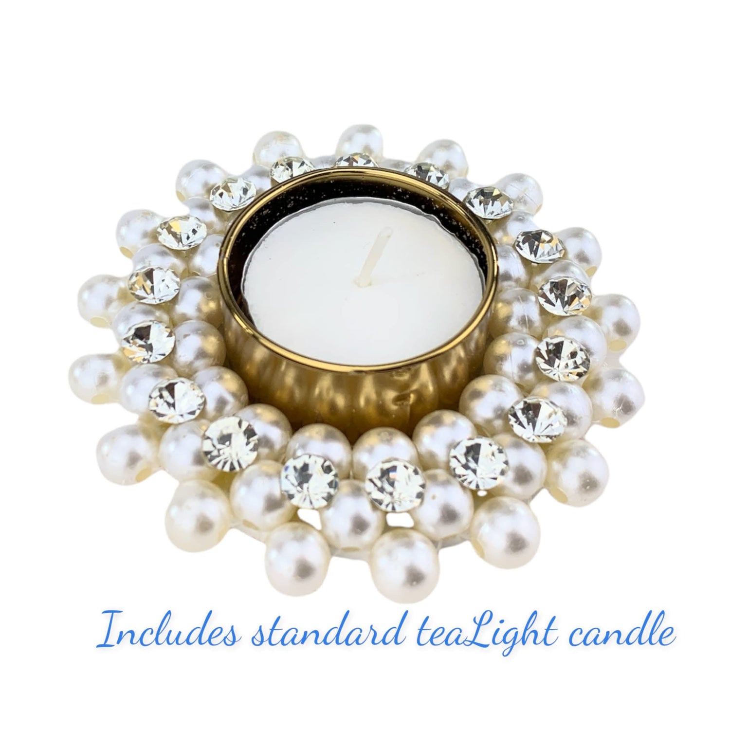 Pearl T-light Holder, Tealight Candle Holder Festival of Light Decorative for Diwali Christmas Thanksgiving Housewarming Gift Moti Candle Stand for Centerpiece Dining Table Home Decor - LoveNspire