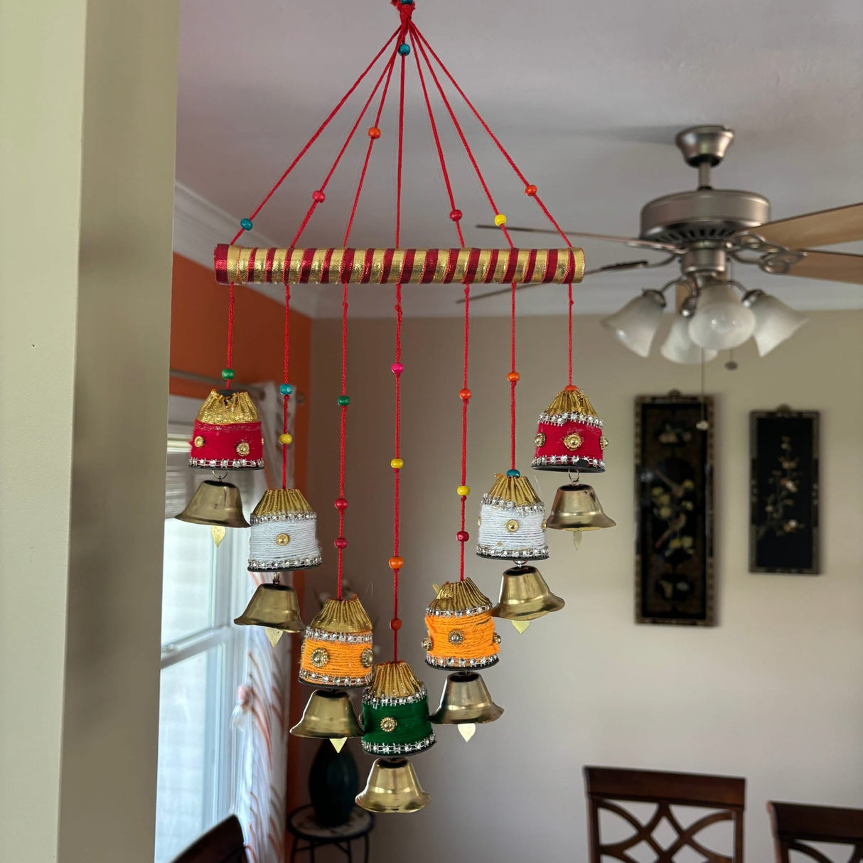 Indian Wind Chimes Colorful Bells Windchimes Jhoomar Rajasthani Hanging for Home Wall Temple Bedroom Outdoor Decor Decorative Accessories for Patio Porch Wedding Housewarming Gifts (2 PCs) - LoveNspire