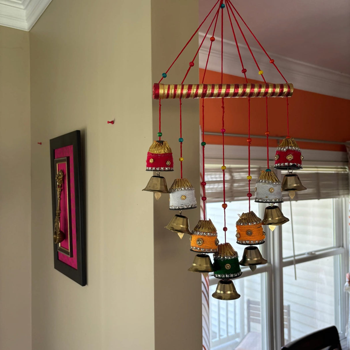 Indian Wind Chimes Colorful Bells Windchimes Jhoomar Rajasthani Hanging for Home Wall Temple Bedroom Outdoor Decor Decorative Accessories for Patio Porch Wedding Housewarming Gifts (2 PCs) - LoveNspire