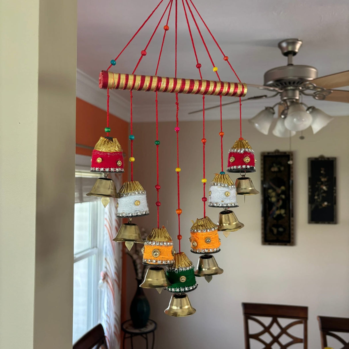 Indian Wind Chimes Colorful Bells Windchimes Jhoomar Rajasthani Hanging for Home Wall Temple Bedroom Outdoor Decor Decorative Accessories for Patio Porch Wedding Housewarming Gifts (2 PCs) - LoveNspire