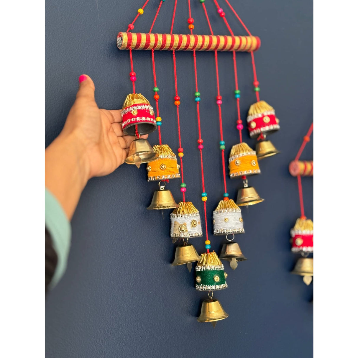 Indian Wind Chimes Colorful Bells Windchimes Jhoomar Rajasthani Hanging for Home Wall Temple Bedroom Outdoor Decor Decorative Accessories for Patio Porch Wedding Housewarming Gifts (2 PCs) - LoveNspire