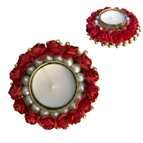 2CT Rose Tealight Candle Holder Festival of Light Decorative Rose T-light Holder for Diwali Christmas Hanukkah Thanksgiving Housewarming Gift Centerpiece Dining Table Home Decor - LoveNspire