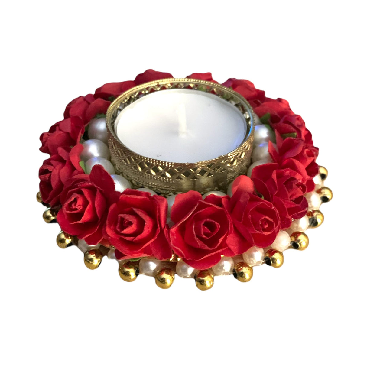 2CT Rose Tealight Candle Holder Festival of Light Decorative Rose T-light Holder for Diwali Christmas Hanukkah Thanksgiving Housewarming Gift Centerpiece Dining Table Home Decor - LoveNspire