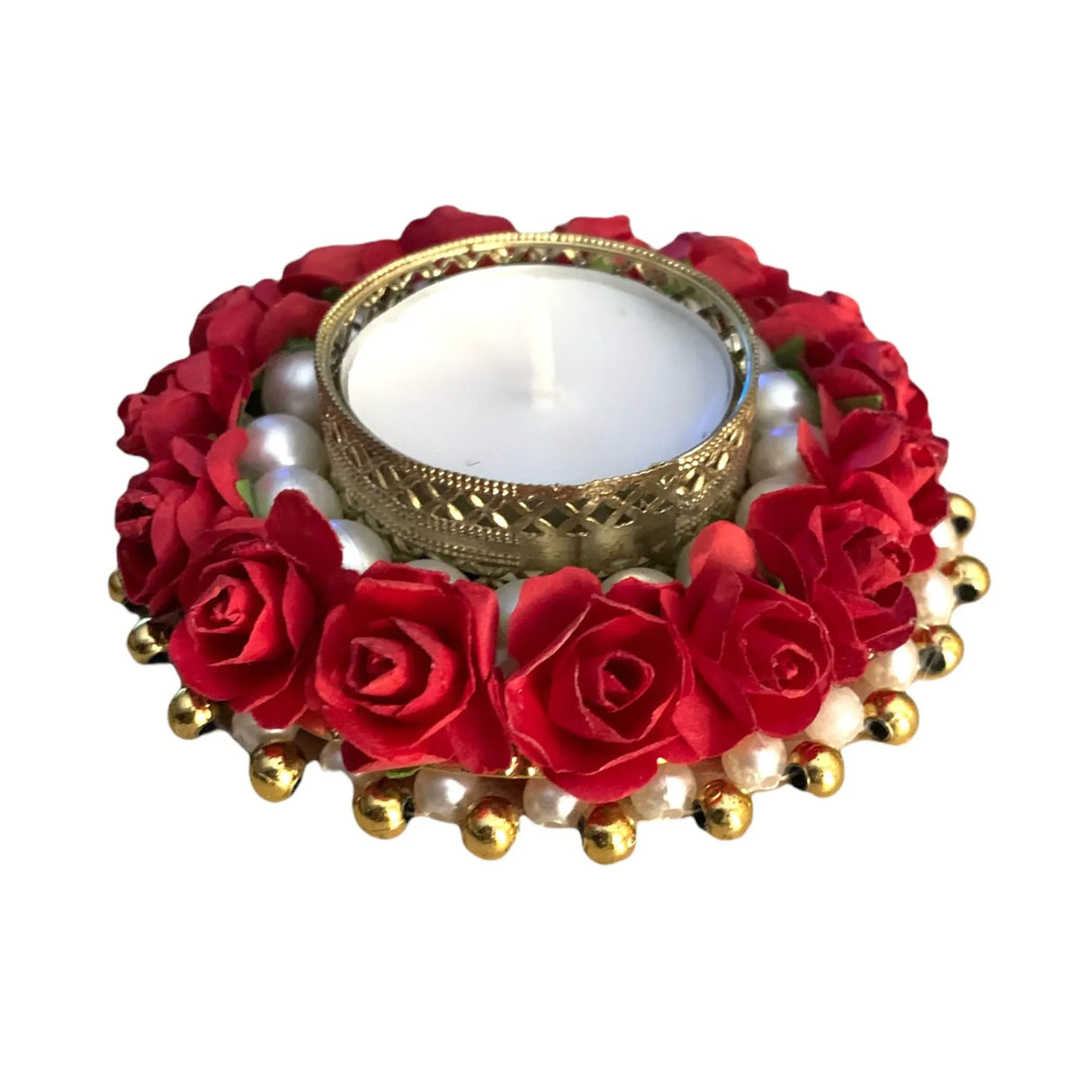 2CT Rose Tealight Candle Holder Festival of Light Decorative Rose T-light Holder for Diwali Christmas Hanukkah Thanksgiving Housewarming Gift Centerpiece Dining Table Home Decor - LoveNspire