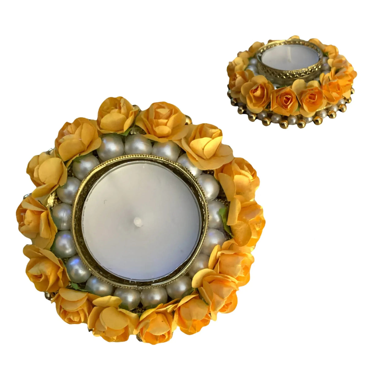 2CT Rose Tealight Candle Holder Festival of Light Decorative Rose T-light Holder for Diwali Christmas Hanukkah Thanksgiving Housewarming Gift Centerpiece Dining Table Home Decor - LoveNspire