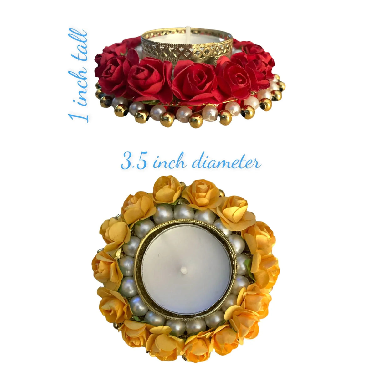 2CT Rose Tealight Candle Holder Festival of Light Decorative Rose T-light Holder for Diwali Christmas Hanukkah Thanksgiving Housewarming Gift Centerpiece Dining Table Home Decor - LoveNspire