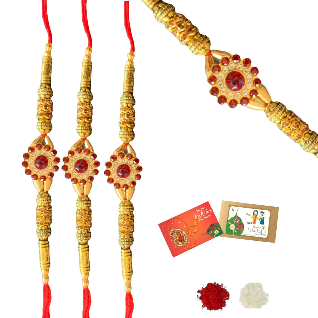 2CT Rakhi for Brother Bhaiya Bhabhi Traditional Handmade Designer Rakhi Set Roli Chawal, Greeting Card Rakshabandhan Rakhi Bracelet Hemper Gift Thread Bracelet - LoveNspire