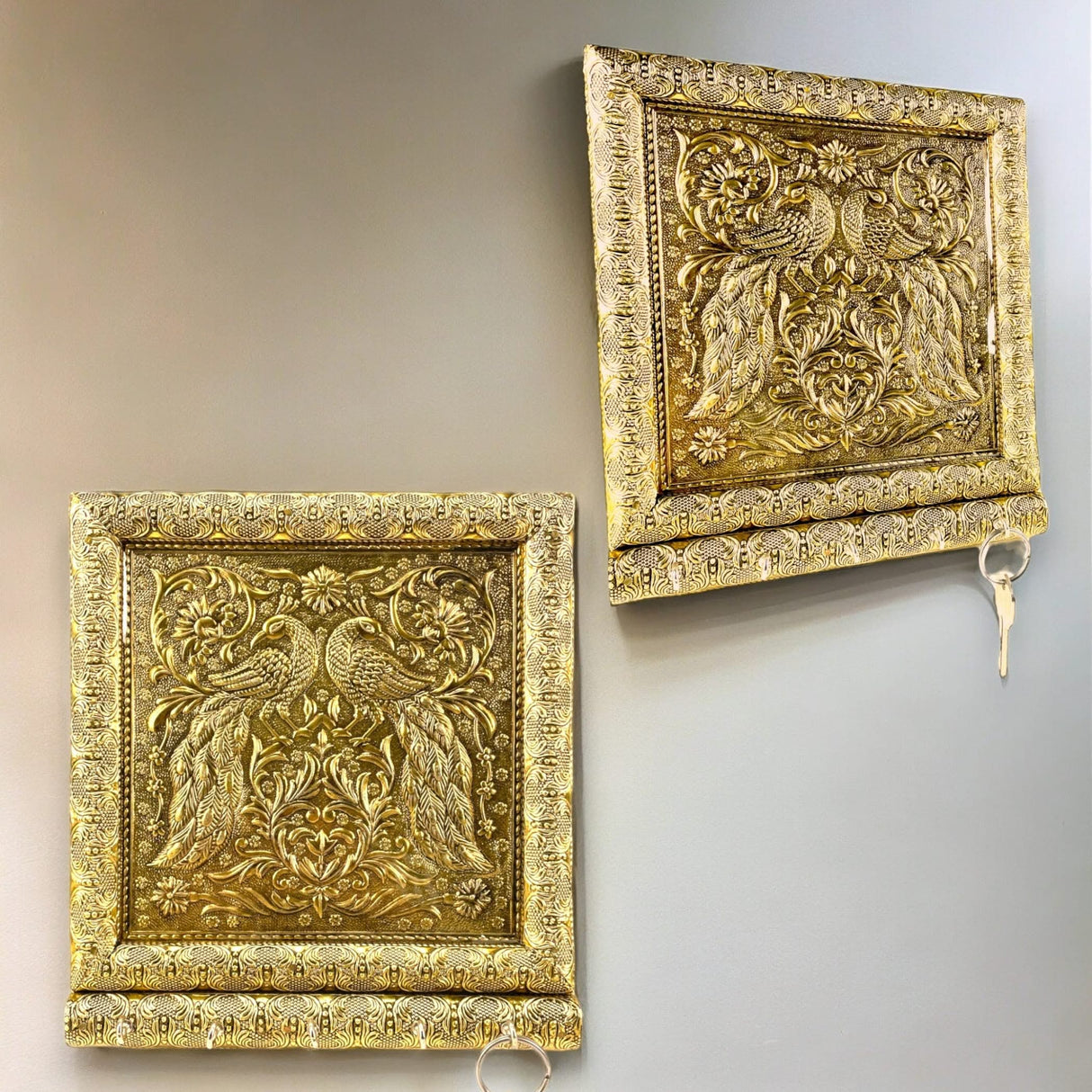 Peacock Design Frame Wall Key Holder for Wall Decorative, Hand Crafted Wall Hooks for Hanging Stylish Key Stand Home Office Decor Housewarming Gift 5 Hooks (pack of 1) - LoveNspire