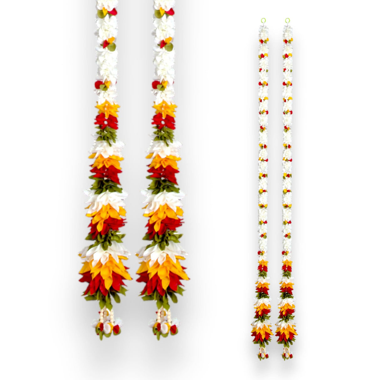 2 Strings Artificial Fabric Jasmine Garland for Festivals Pooja Indian Muslim Wedding Home Decor - Housewarming Diwali Eid Decorations - Mehndi Haldi Party Day of the Dead Door Hanging - LoveNspire
