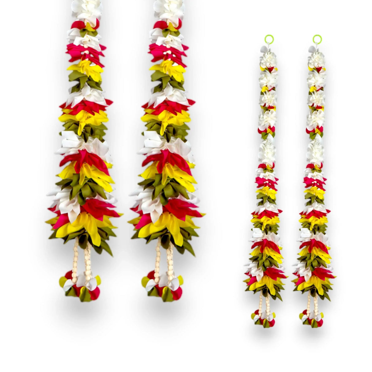 2 Strings Artificial Fabric Jasmine Garland for Festivals Pooja Indian Muslim Wedding Home Decor - Housewarming Diwali Eid Decorations - Mehndi Haldi Party Day of the Dead Door Hanging - LoveNspire