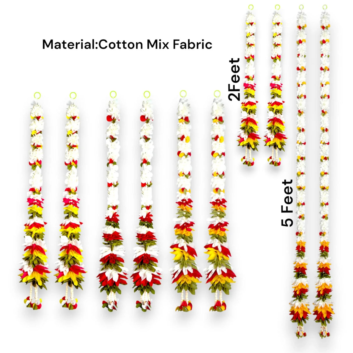 2 Strings Artificial Fabric Jasmine Garland for Festivals Pooja Indian Muslim Wedding Home Decor - Housewarming Diwali Eid Decorations - Mehndi Haldi Party Day of the Dead Door Hanging - LoveNspire