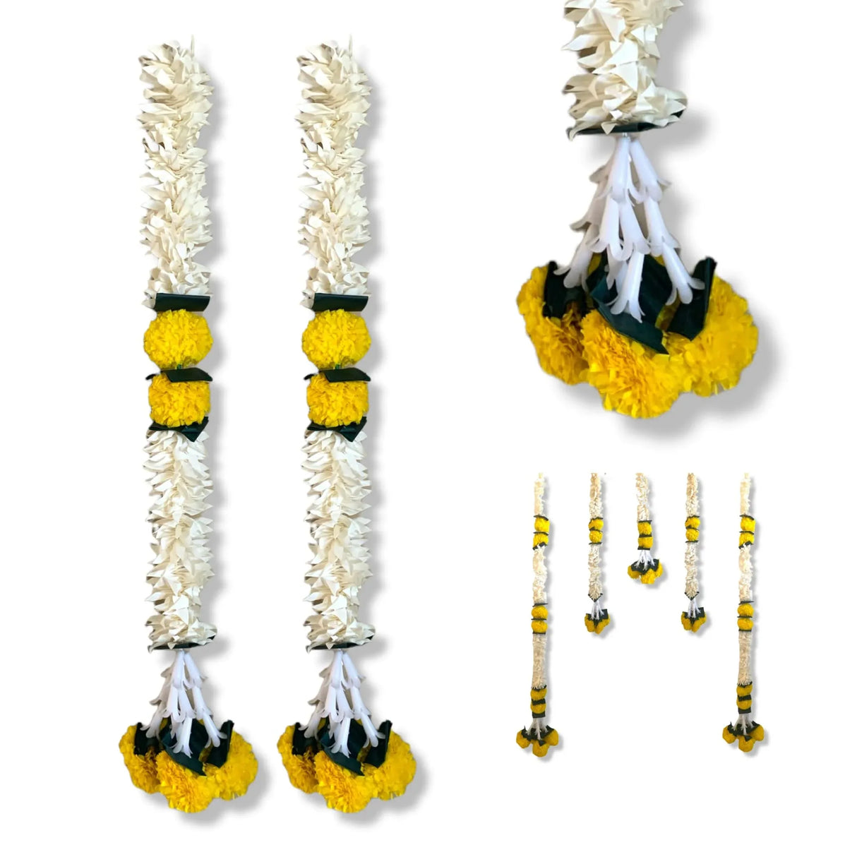 2 Strings Artificial Marigold Flowers Garland Bandhanwar String for Home, Party Door Hanging Diwali Decorations for Day of the Dead Ofrenda Halloween Marygold Traditional Indian Theme - LoveNspire