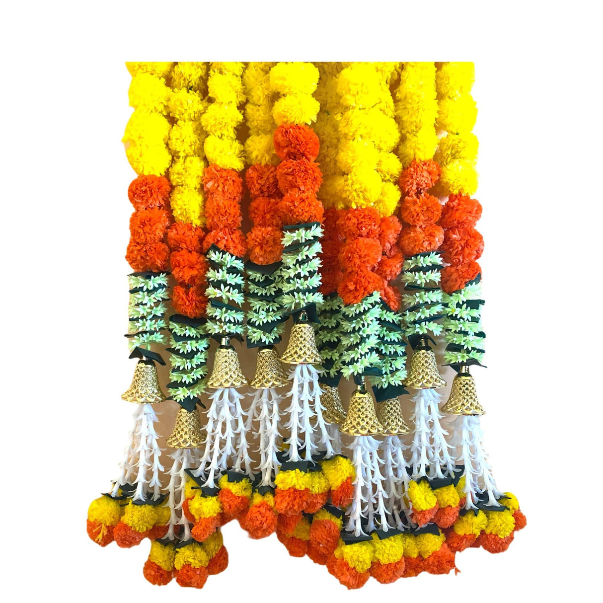 2 Strings Artificial Marigold Flowers Garland for Home, Party Door Hanging Diwali Decorations Day of the Dead Dia De Los Muertos Ofrenda Halloween Marygold Traditional Indian Theme Decor - LoveNspire