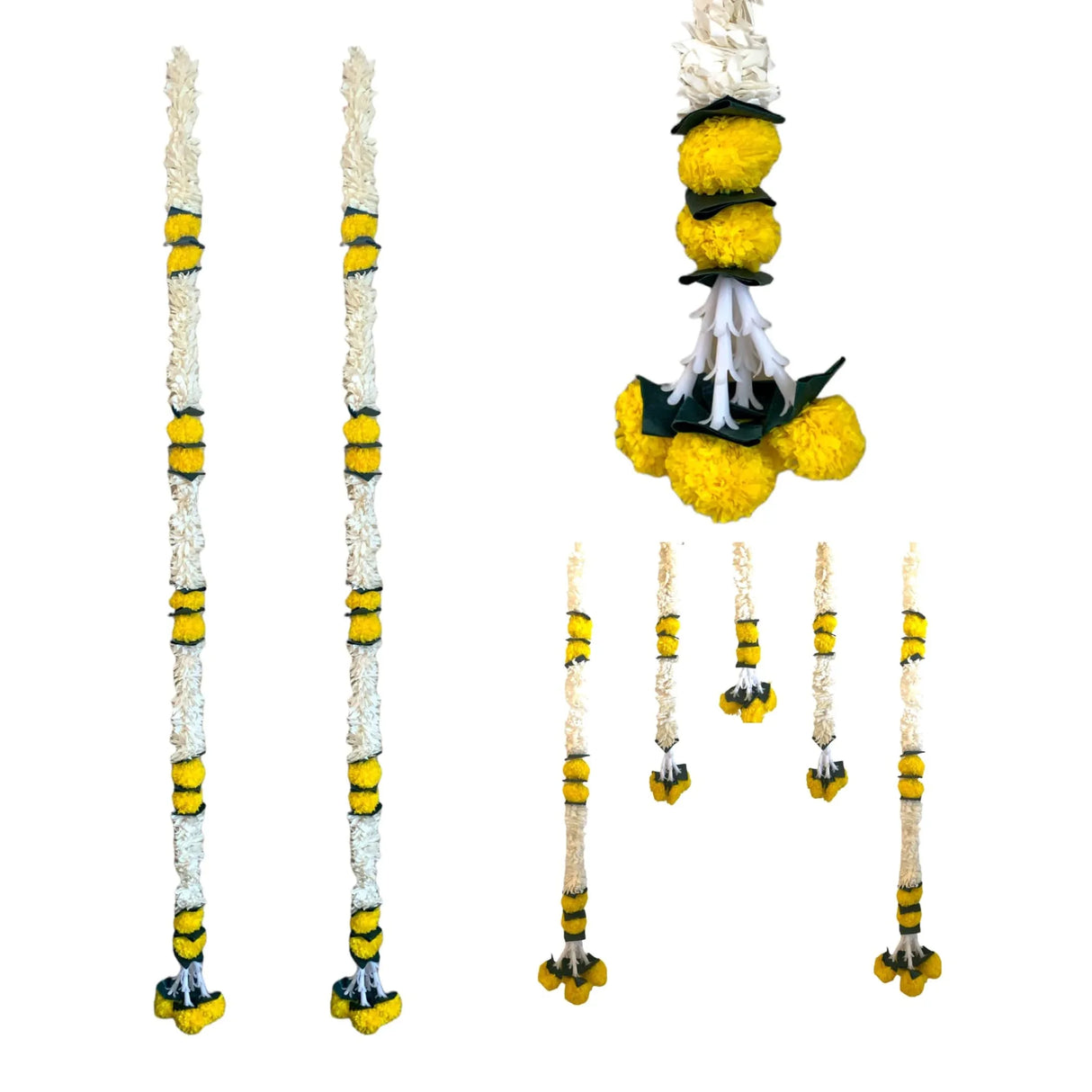 2 Strings Artificial Marigold Flowers Garland Bandhanwar String for Home, Party Door Hanging Diwali Decorations for Day of the Dead Ofrenda Halloween Marygold Traditional Indian Theme - LoveNspire