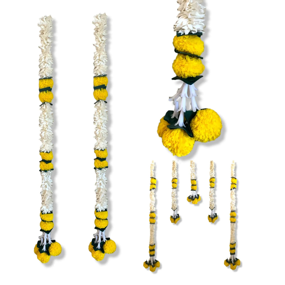 2 Strings Artificial Marigold Flowers Garland Bandhanwar String for Home, Party Door Hanging Diwali Decorations for Day of the Dead Ofrenda Halloween Marygold Traditional Indian Theme - LoveNspire