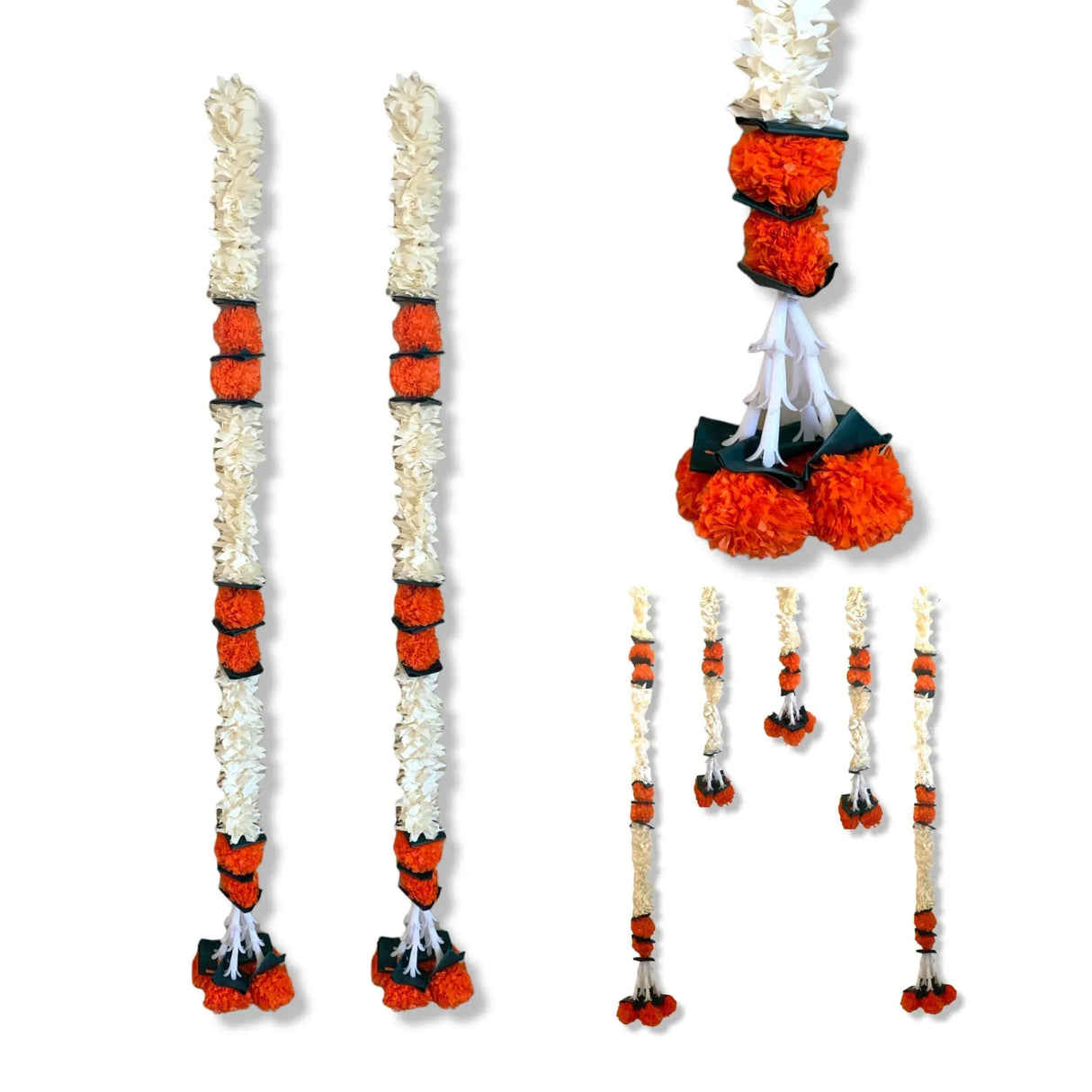 2 Strings Artificial Marigold Flowers Garland Bandhanwar String for Home, Party Door Hanging Diwali Decorations for Day of the Dead Ofrenda Halloween Marygold Traditional Indian Theme - LoveNspire