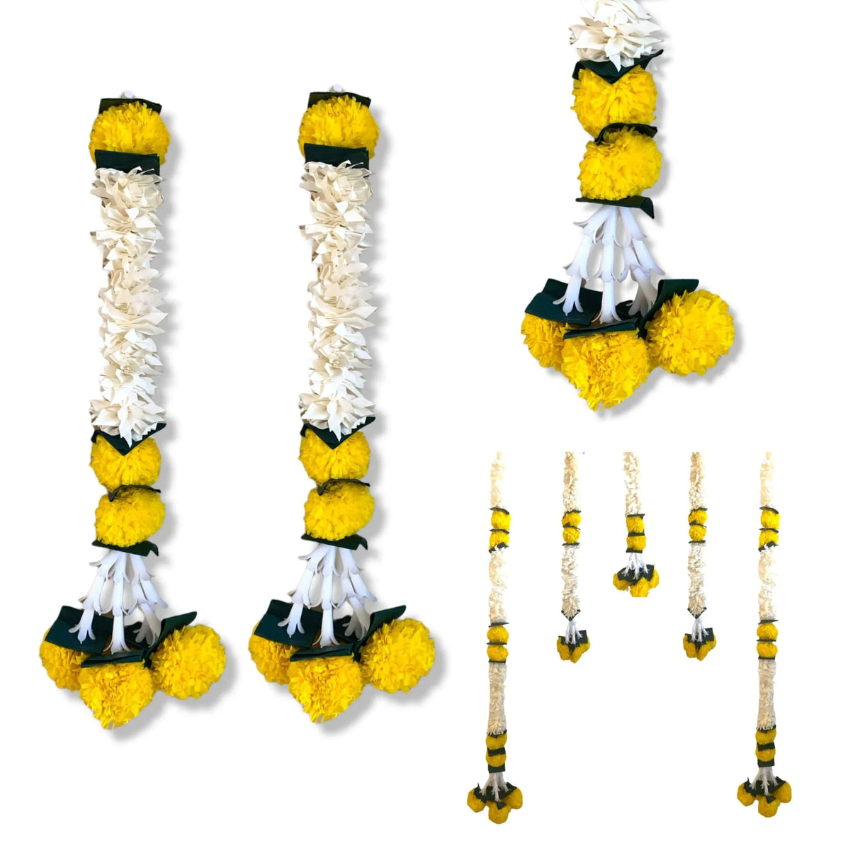 2 Strings Artificial Marigold Flowers Garland Bandhanwar String for Home, Party Door Hanging Diwali Decorations for Day of the Dead Ofrenda Halloween Marygold Traditional Indian Theme - LoveNspire