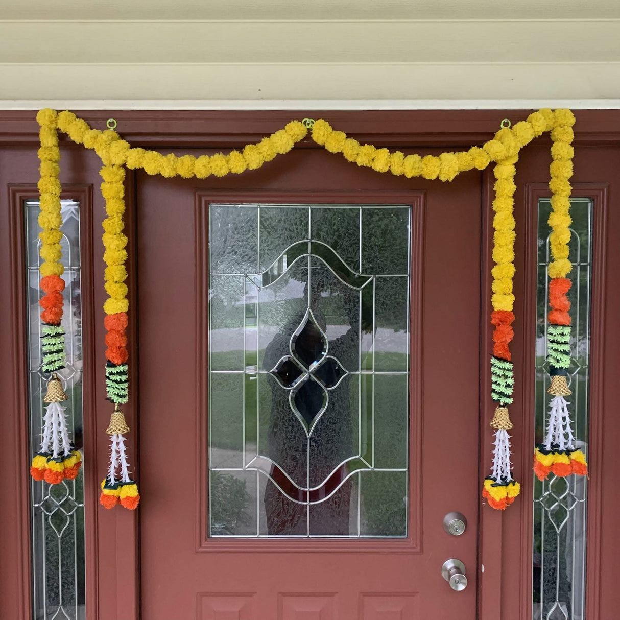 2 Strings Artificial Marigold Flowers Garland for Home, Party Door Hanging Diwali Decorations Day of the Dead Dia De Los Muertos Ofrenda Halloween Marygold Traditional Indian Theme Decor - LoveNspire