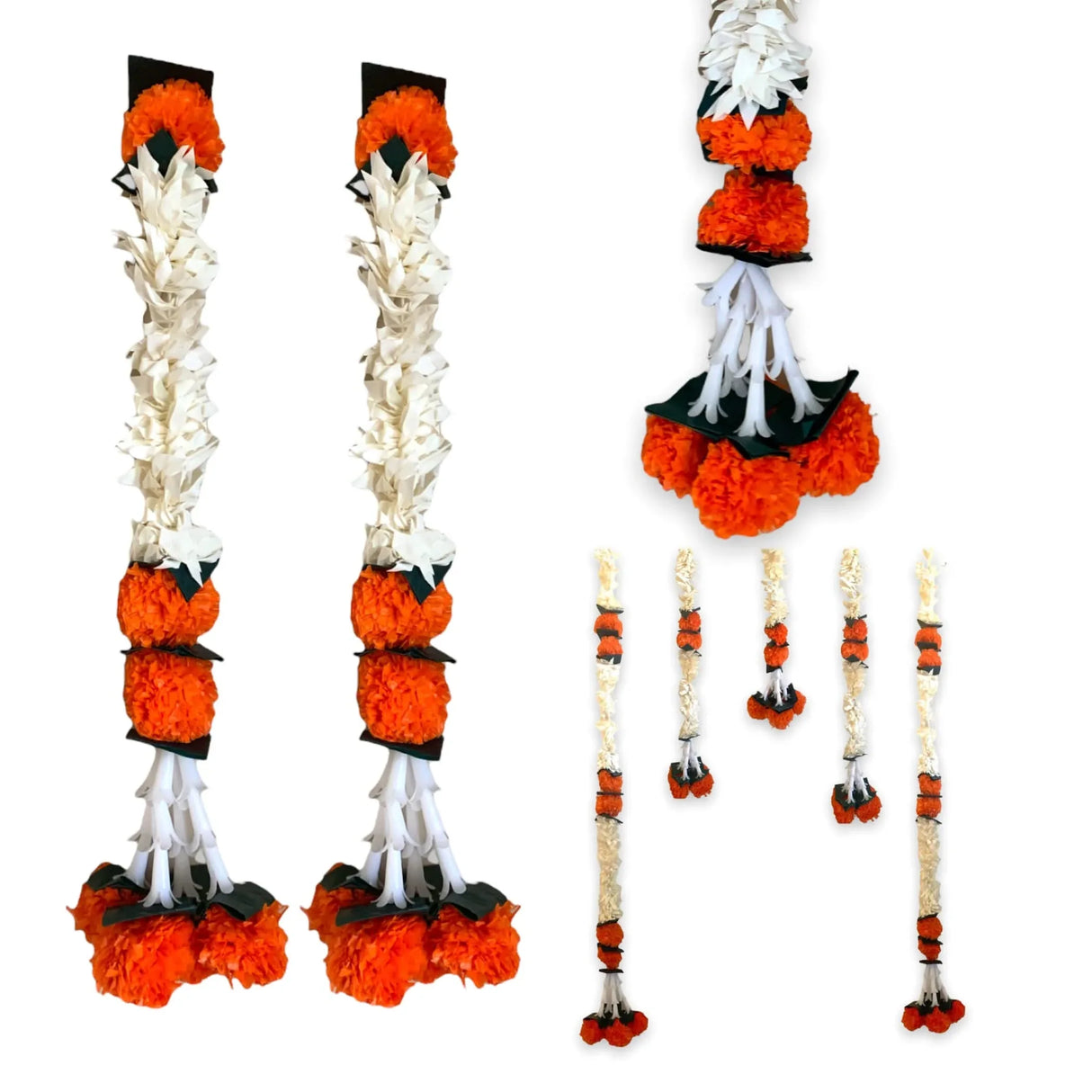 2 Strings Artificial Marigold Flowers Garland Bandhanwar String for Home, Party Door Hanging Diwali Decorations for Day of the Dead Ofrenda Halloween Marygold Traditional Indian Theme - LoveNspire