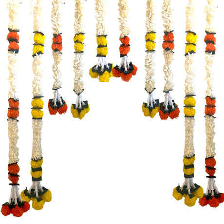 2 Strings Artificial Marigold Flowers Garland Bandhanwar String for Home, Party Door Hanging Diwali Decorations for Day of the Dead Ofrenda Halloween Marygold Traditional Indian Theme - LoveNspire