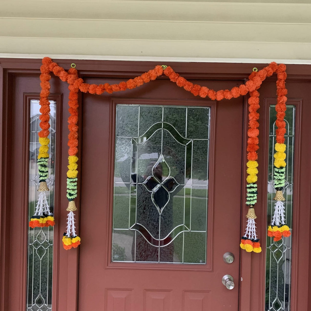 2 Strings Artificial Marigold Flowers Garland for Home, Party Door Hanging Diwali Decorations Day of the Dead Dia De Los Muertos Ofrenda Halloween Marygold Traditional Indian Theme Decor - LoveNspire