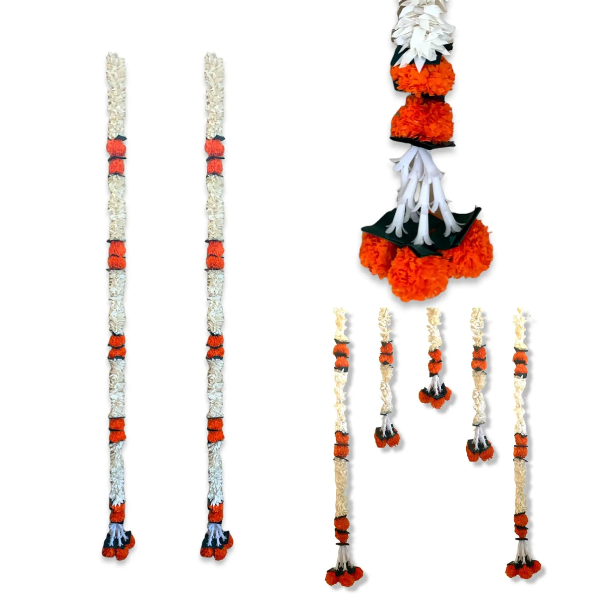 2 Strings Artificial Marigold Flowers Garland Bandhanwar String for Home, Party Door Hanging Diwali Decorations for Day of the Dead Ofrenda Halloween Marygold Traditional Indian Theme - LoveNspire