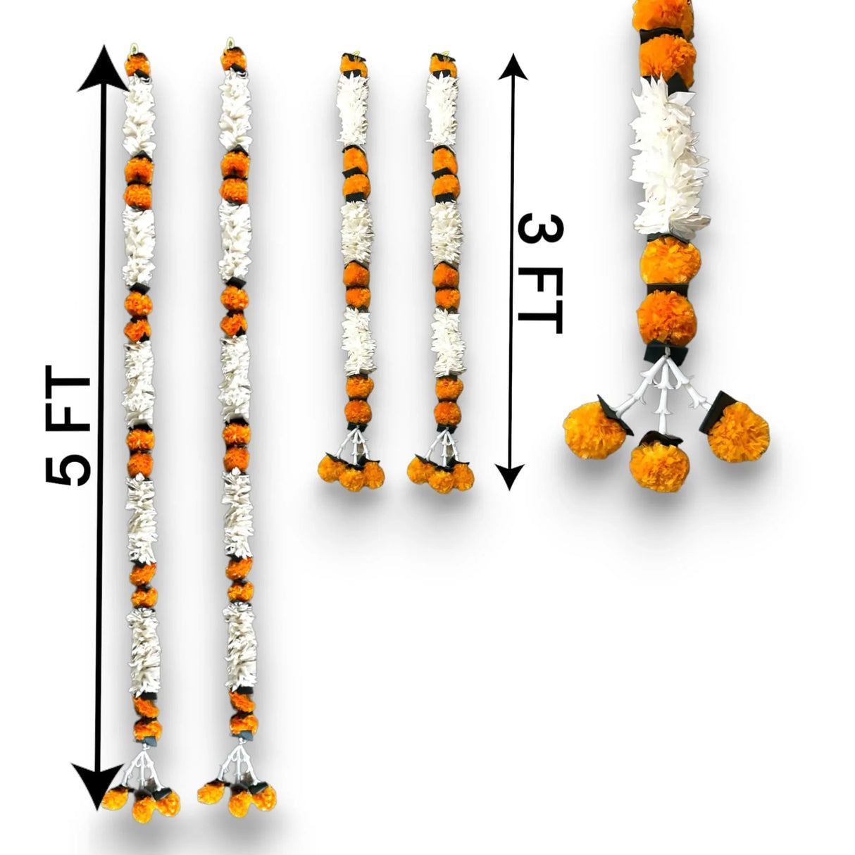 2 Strings Jasmine Marigold Garland for Decoration Artificial Marigold Flowers Puja Decorations Indian Décor for Pooja, Wedding, Events, Diwali, Halloween Decor (mango Color) - LoveNspire