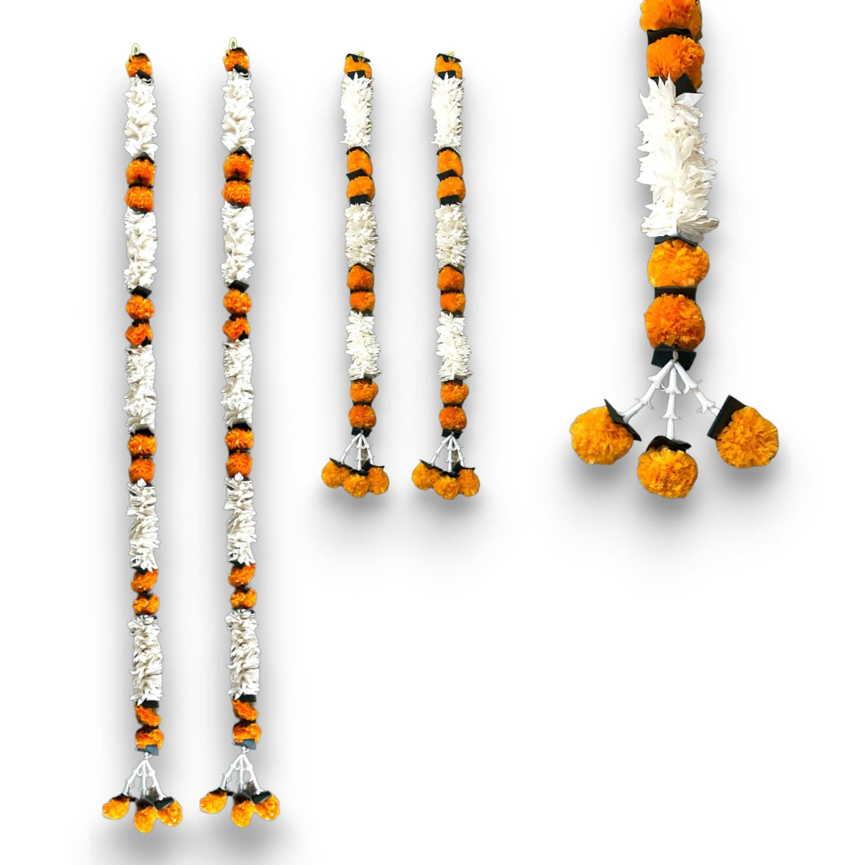 2 Strings Jasmine Marigold Garland for Decoration Artificial Marigold Flowers Puja Decorations Indian Décor for Pooja, Wedding, Events, Diwali, Halloween Decor (mango Color) - LoveNspire