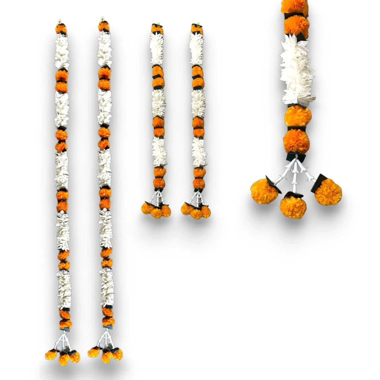 2 Strings Jasmine Marigold Garland for Decoration Artificial Marigold Flowers Puja Decorations Indian Décor for Pooja, Wedding, Events, Diwali, Halloween Decor (mango Color) - LoveNspire