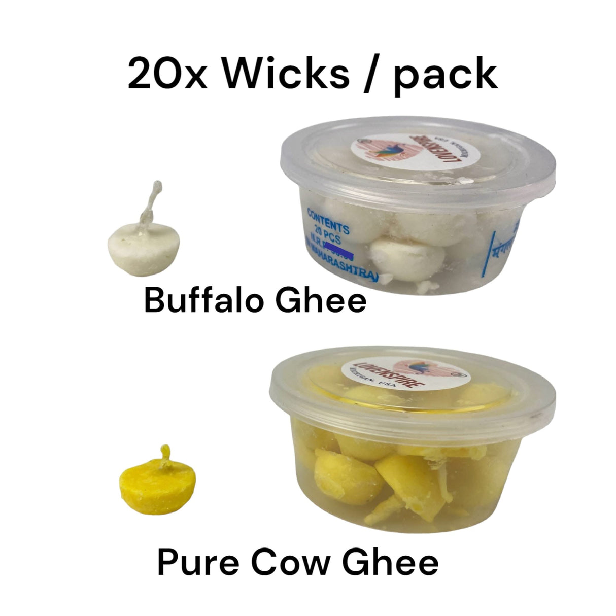 Pure Cow Ghee Wicks for Pooja Buffalo Diya Batti 35 Min Burning Time Butter Cotton Wick for Home Temple Pujan Readymade Wax Free Ghee Diya Jyot Diwali Wick Housewarming Return Gifts - LoveNspire