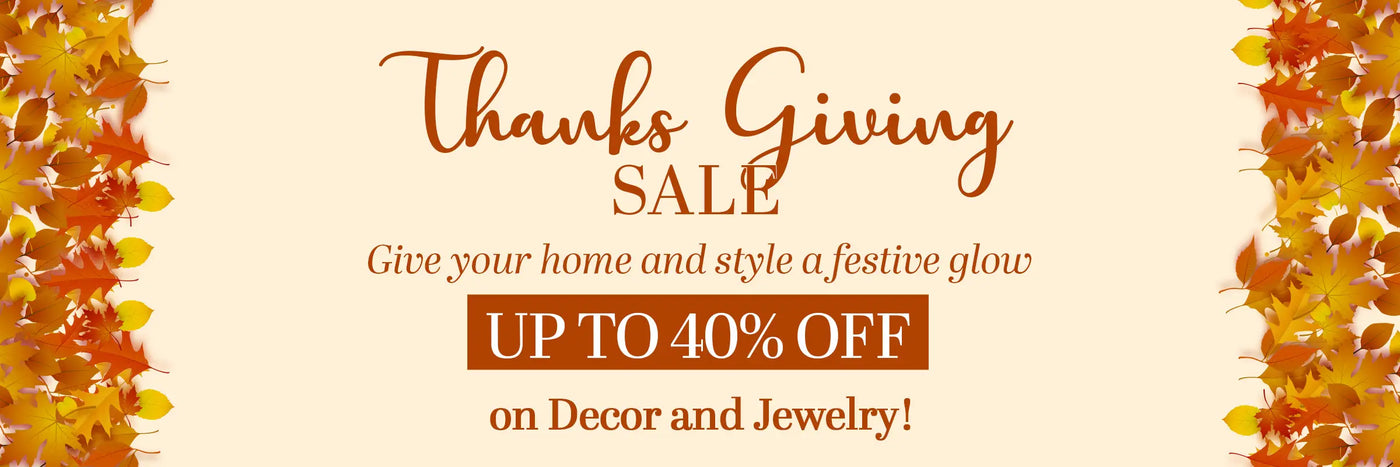 Thanksgiving sale banner with decorative leaves on a beige background