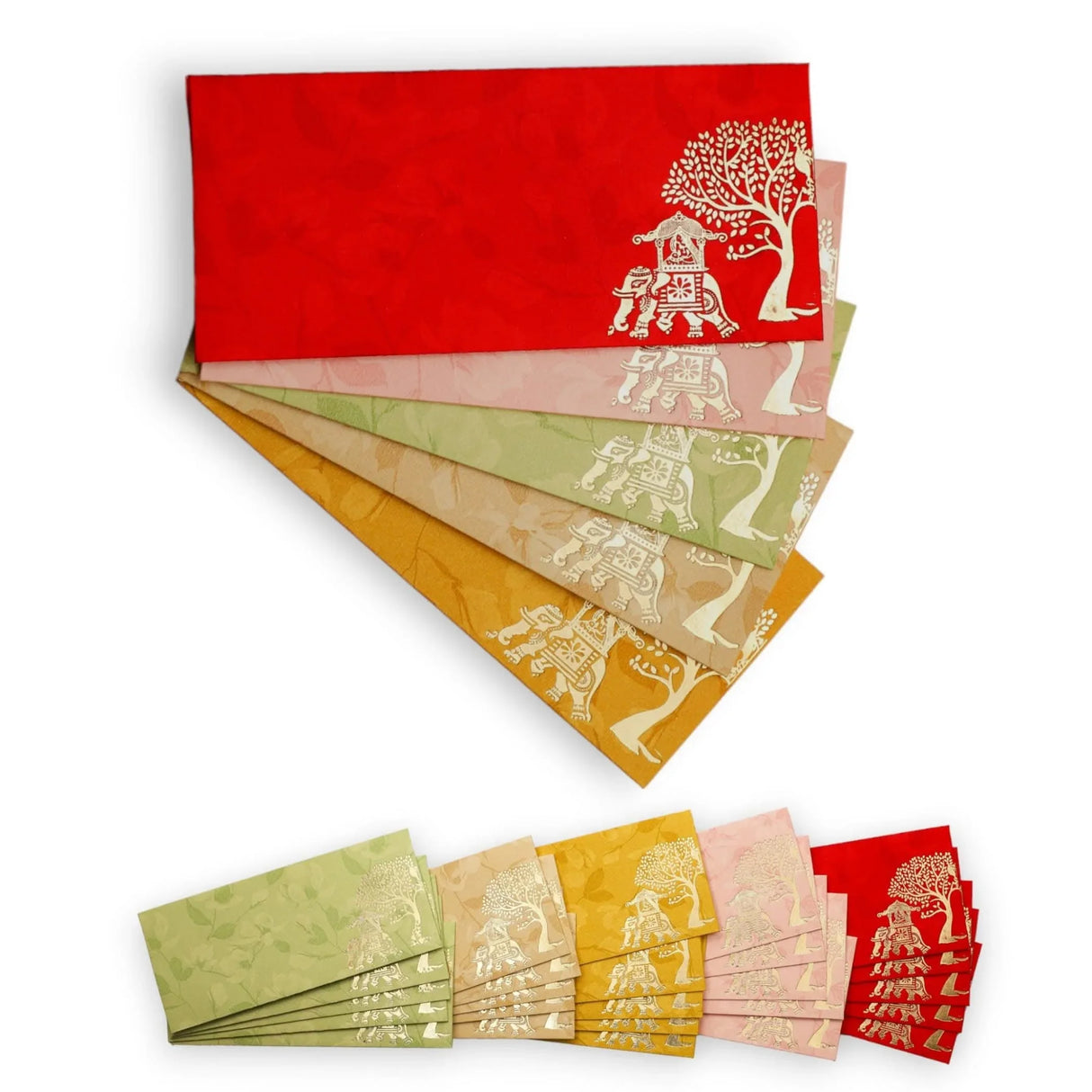 Shagun Gift Envelopes Assorted Color Doli on Elephant Tree Design Money Holder Fancy Packet Lifafa Money Envelope for Cash Gifts Christmas Diwali Easter Birthday Wedding - LoveNspire