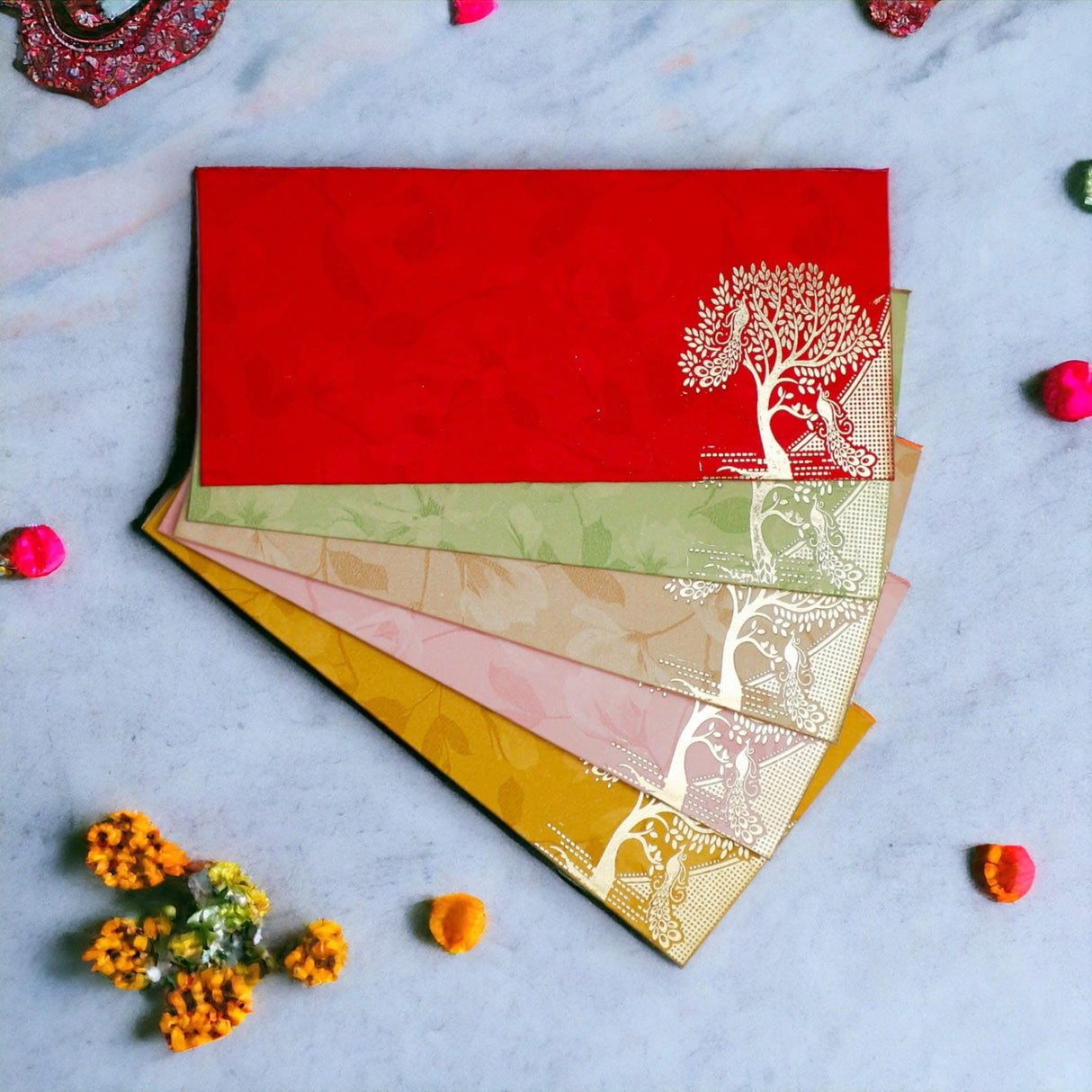 Shagun Gift Envelopes Assorted Color Peacock Tree Design Money Holder Fancy Packet Lifafa Money Envelope for Cash Gifts Christmas Diwali Easter Birthday Wedding Eid - LoveNspire