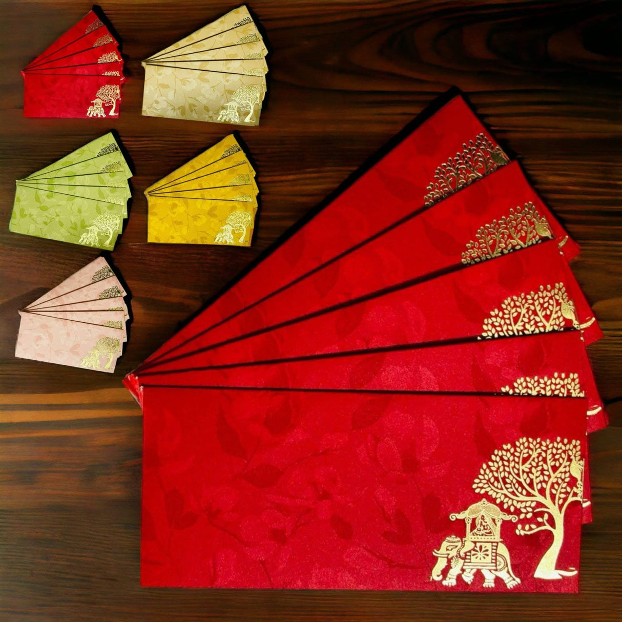 Shagun Gift Envelopes Assorted Color Doli on Elephant Tree Design Money Holder Fancy Packet Lifafa Money Envelope for Cash Gifts Christmas Diwali Easter Birthday Wedding - LoveNspire