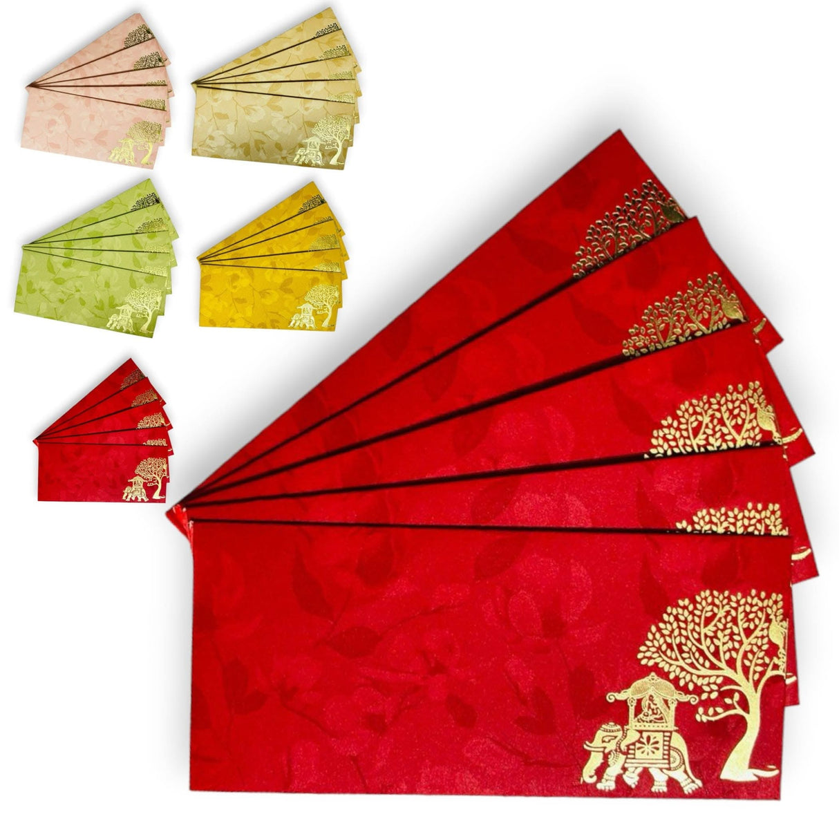 Shagun Gift Envelopes Assorted Color Doli on Elephant Tree Design Money Holder Fancy Packet Lifafa Money Envelope for Cash Gifts Christmas Diwali Easter Birthday Wedding - LoveNspire