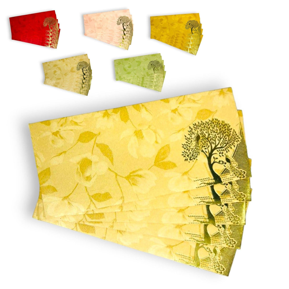 Shagun Gift Envelopes Assorted Color Peacock Tree Design Money Holder Fancy Packet Lifafa Money Envelope for Cash Gifts Christmas Diwali Easter Birthday Wedding Eid - LoveNspire