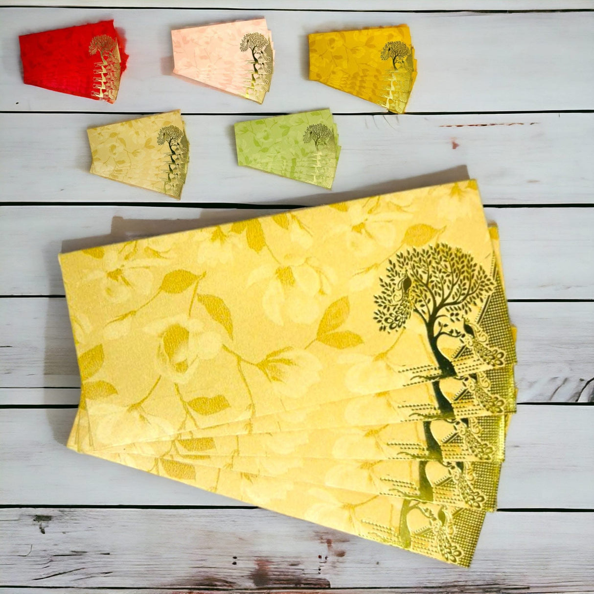 Shagun Gift Envelopes Assorted Color Peacock Tree Design Money Holder Fancy Packet Lifafa Money Envelope for Cash Gifts Christmas Diwali Easter Birthday Wedding Eid - LoveNspire