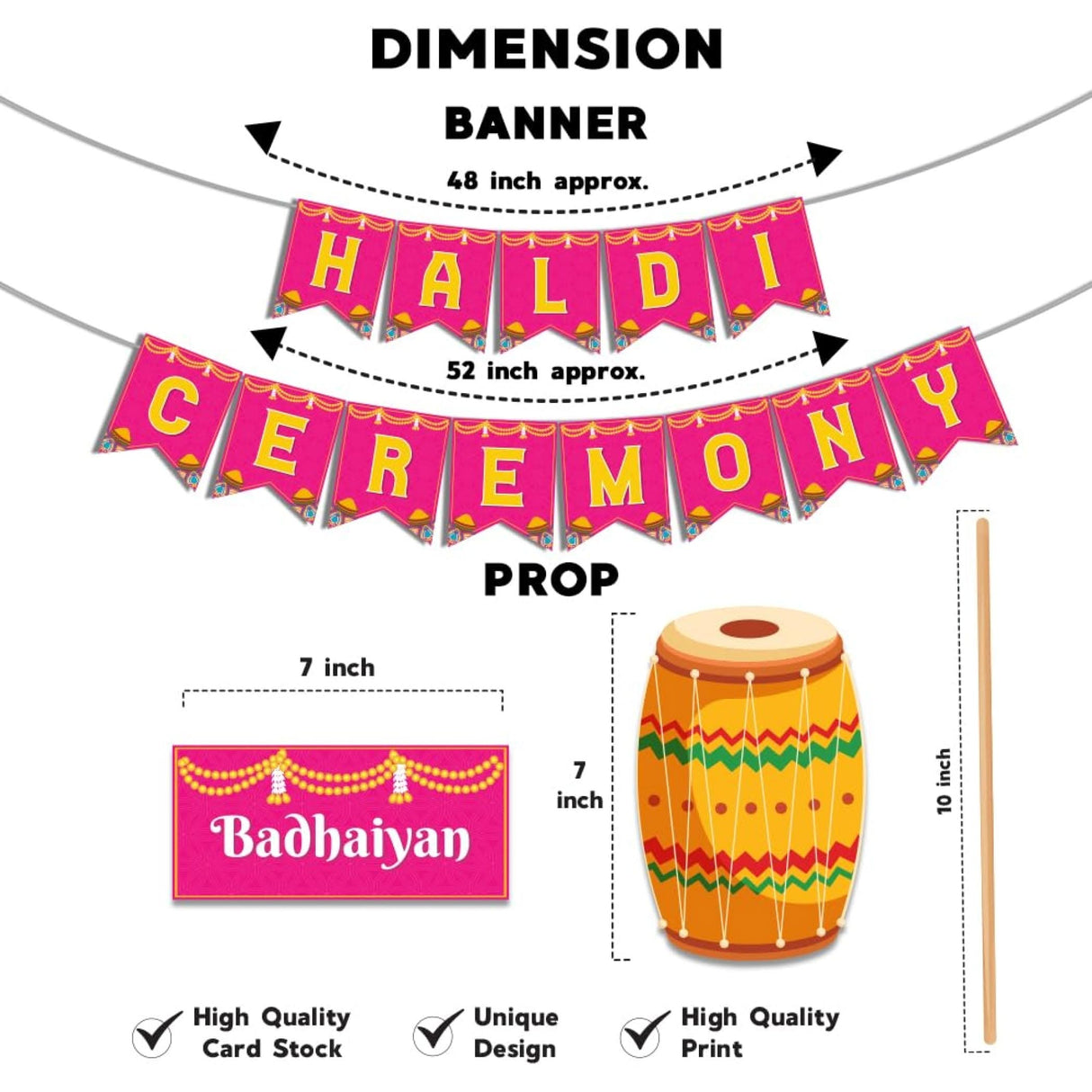 25 Pcs Haldi Photo Booth Party Props & 1 Pcs Haldi Ceremony Banner Wedding Photoshoot Haldi Decoration Marriage Props for Bride and Family - LoveNspire