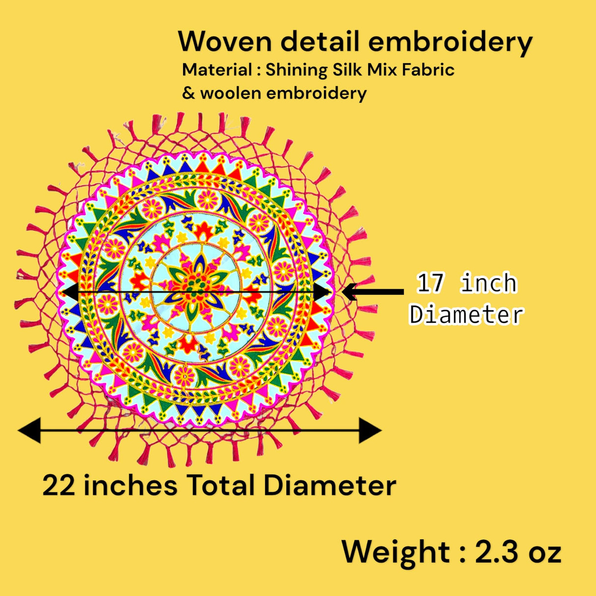 Handmade Indian Woolen Embroidery 2 Pcs Pooja Thali Cover Multipurpose Prasad Thal Posh Wedding Ceremony Decoration Puja Table Chowki Assan Kharwachuth Thali Cover Aasan Gift - LoveNspire