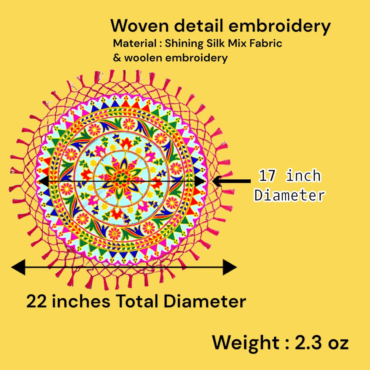 Handmade Indian Woolen Embroidery 2 Pcs Pooja Thali Cover Multipurpose Prasad Thal Posh Wedding Ceremony Decoration Puja Table Chowki Assan Kharwachuth Thali Cover Aasan Gift - LoveNspire