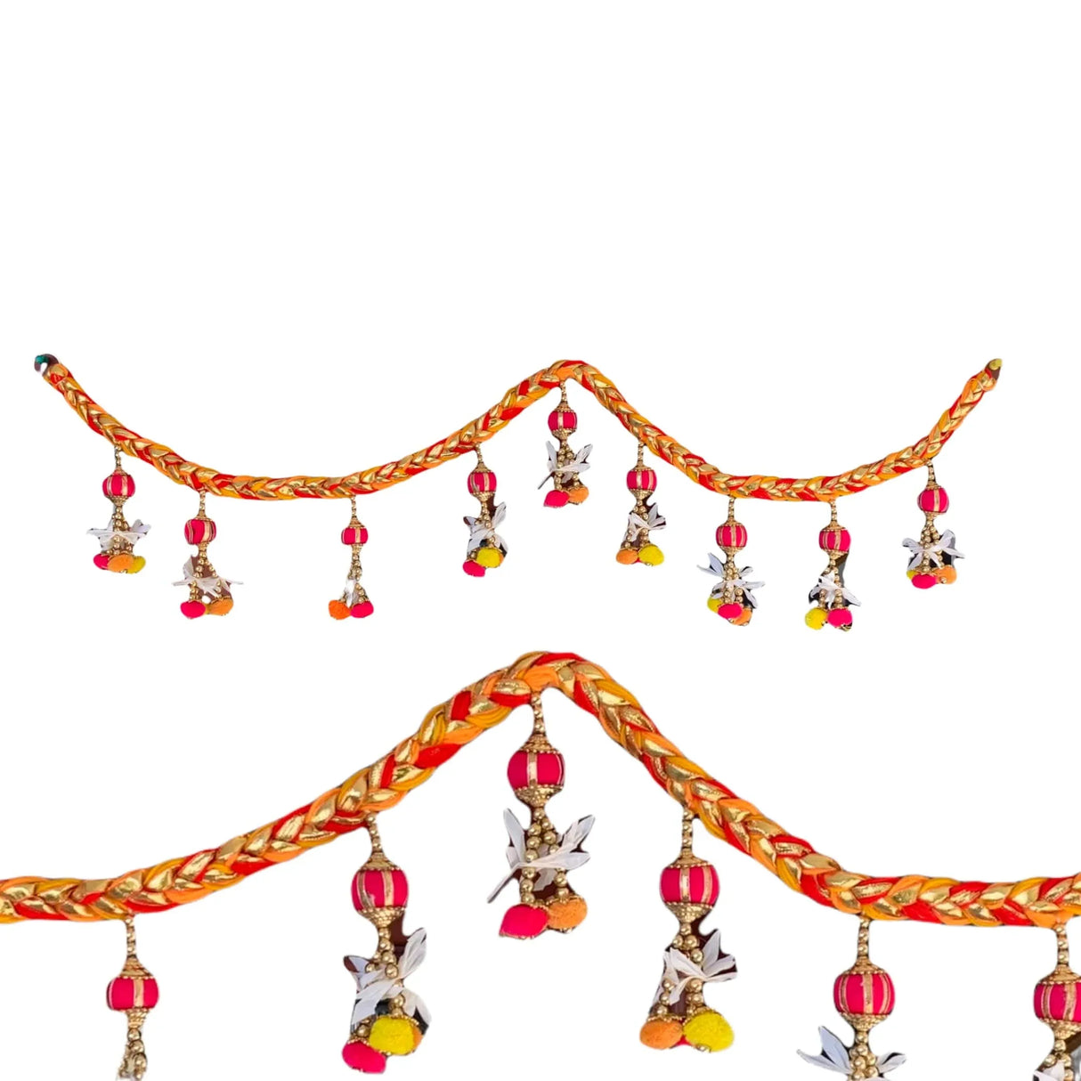 Indian Bead Door Toran 36-42 Inch Bhandarwal Hanging Valance Pompom Traditional Wall Decorative for Window Home Temple Decor Wedding Diwali Navratri Puja Housewarming Decorations - LoveNspire