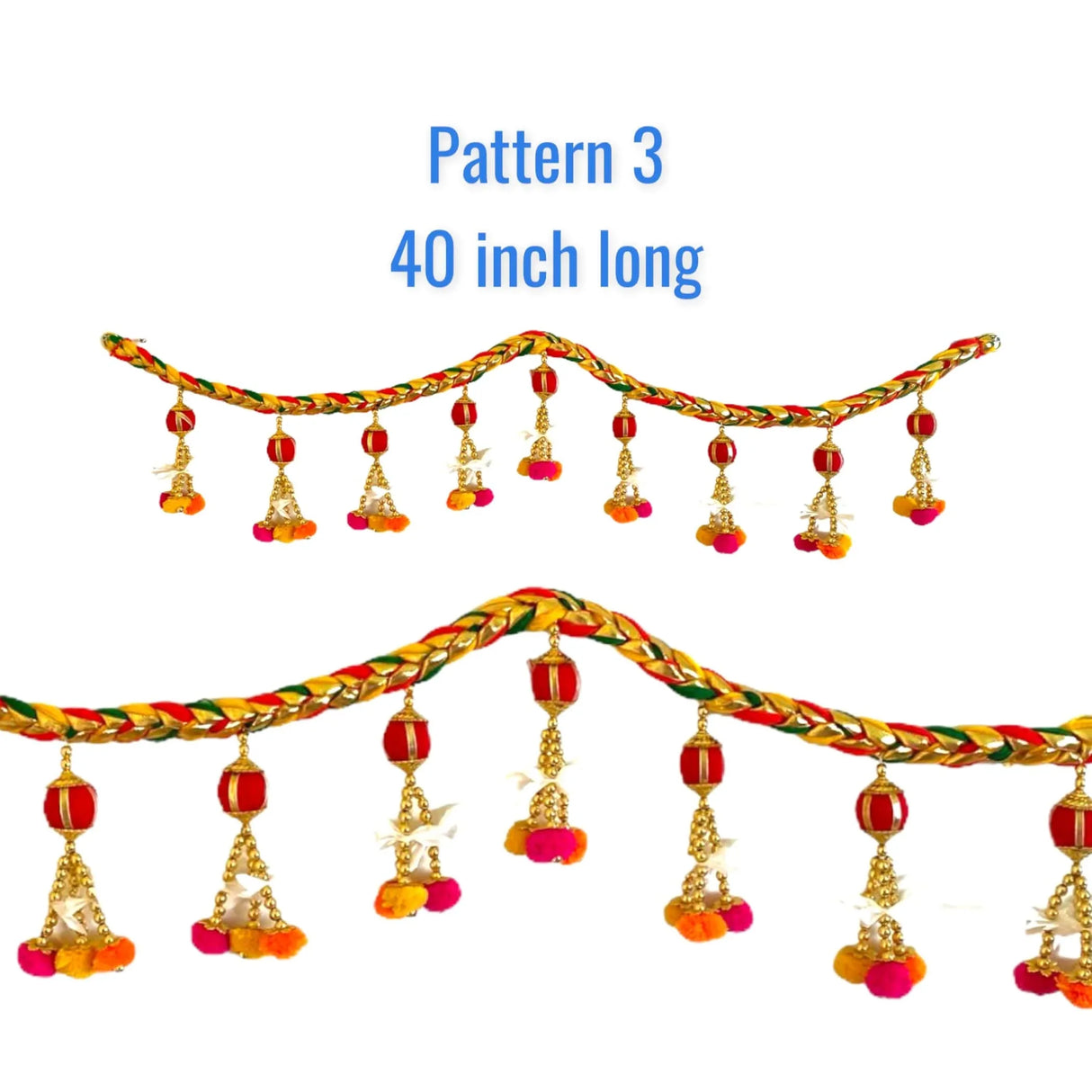 Indian Bead Door Toran 36-42 Inch Bhandarwal Hanging Valance Pompom Traditional Wall Decorative for Window Home Temple Decor Wedding Diwali Navratri Puja Housewarming Decorations - LoveNspire